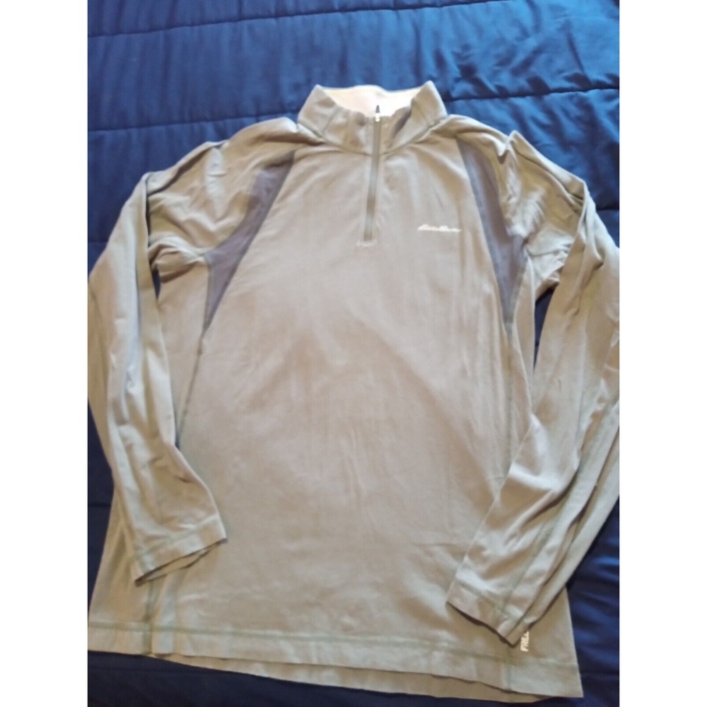 Eddie Bauer Men's Travex 1/4 Zip Lightweight Gray Pullover Long Sleeve Size L 6H